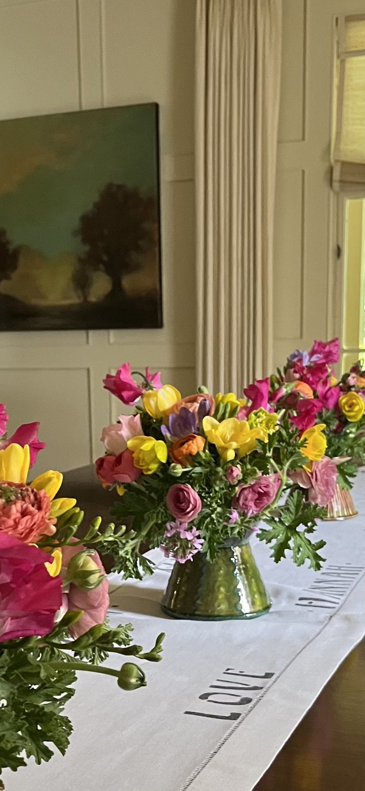 Spring arrangements down a family table